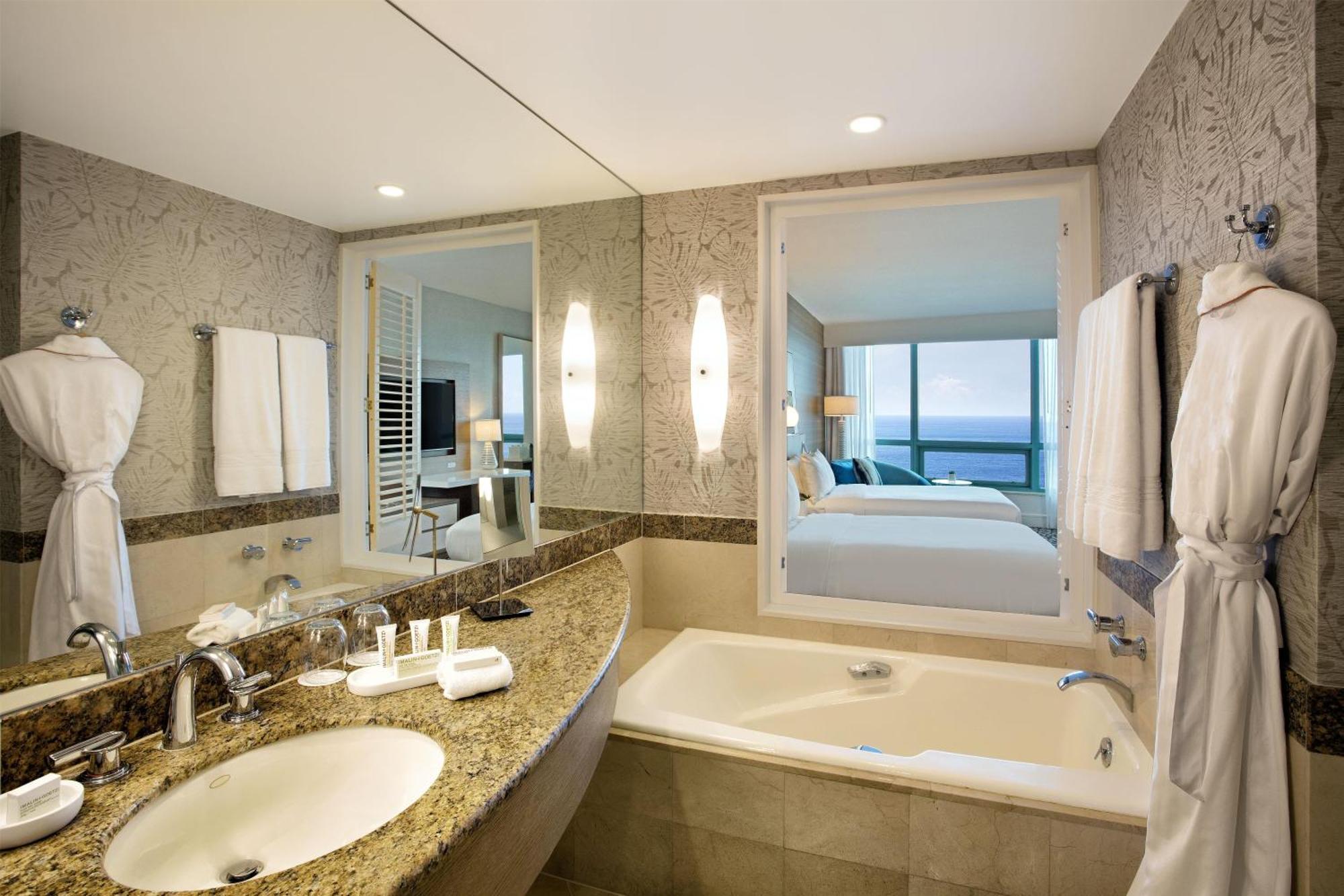 Double Room with Two Double Beds - Partial Ocean View Balcony